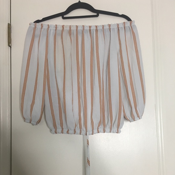 Orange Striped Off the Shoulder Top (Medium) - Picture 1 of 9